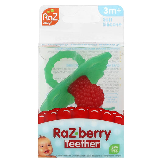 RaZbaby-RaZ-berry Teether-3 Months+-Green/Red-1 Count