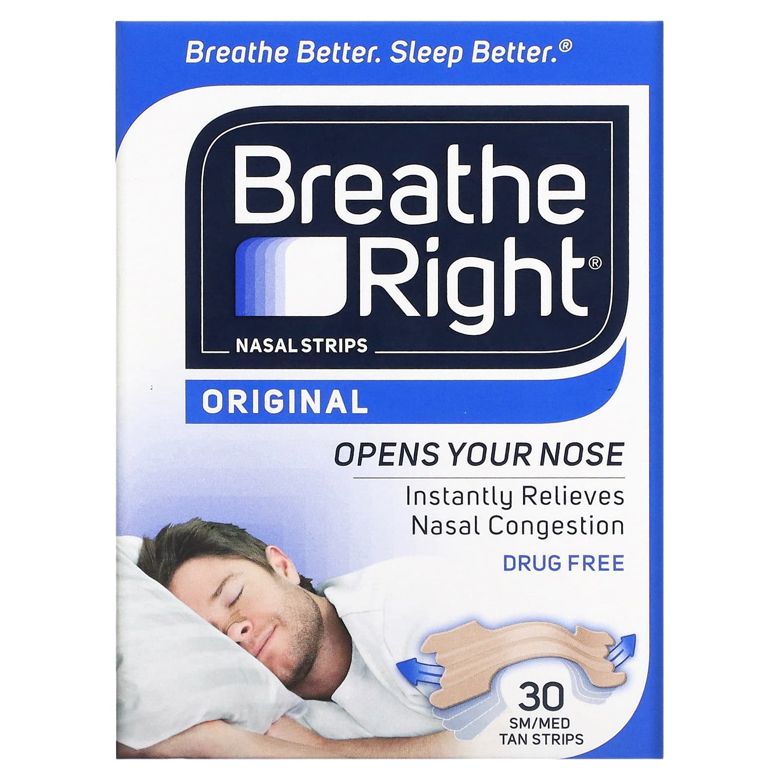 Breathe Right-Nasal Strips-Original-Small/Medium-30 Tan Strips