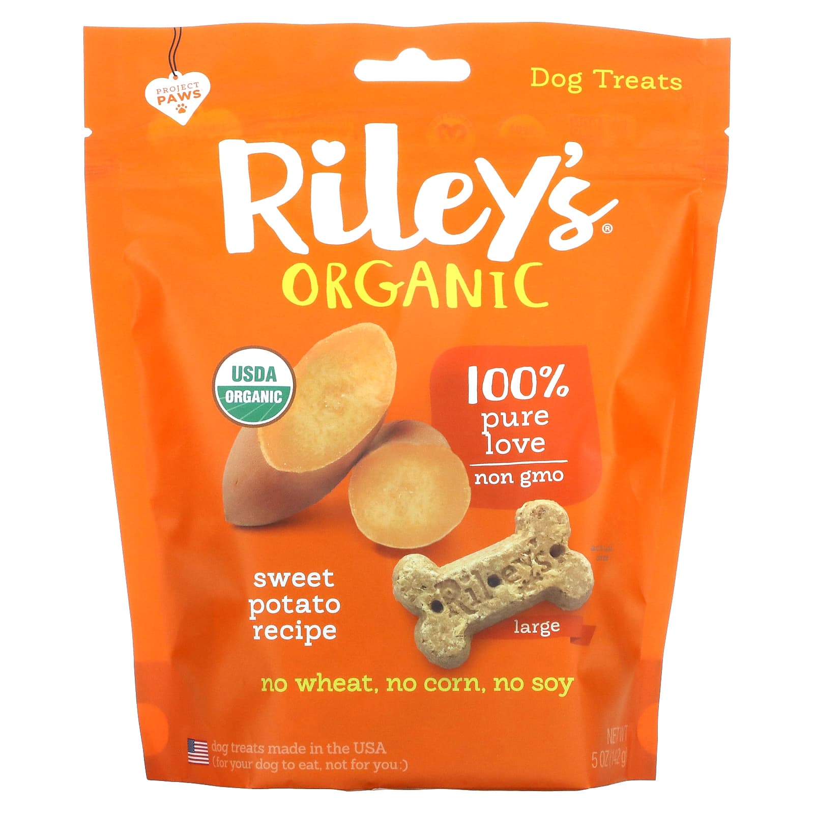 Riley’s Organics-Dog Treats-Large Bone-Sweet Potato Recipe-5 oz (142 g)