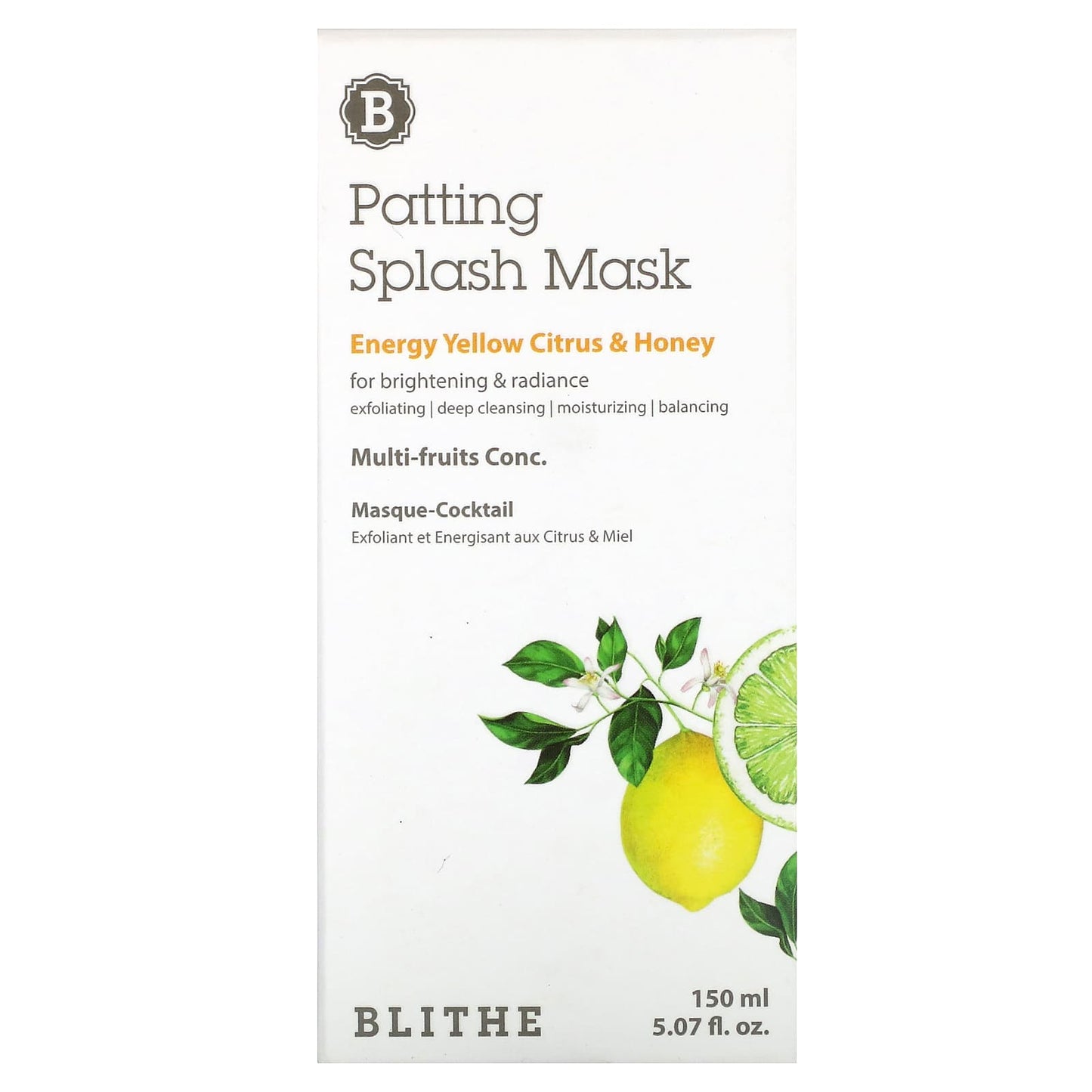 Blithe, Patting Splash Mask, Energy Yellow Citrus & Honey, 5.07 fl oz (150 ml)