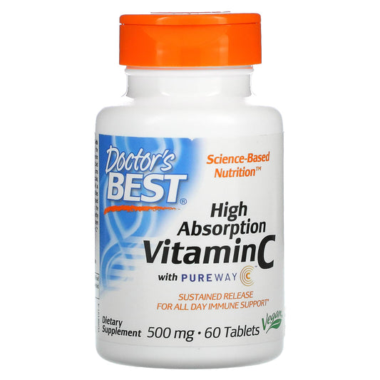 Doctor's Best-High Absorption Vitamin C with PureWay-C-500 mg-60 Tablets