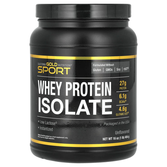 California Gold Nutrition-SPORT - Whey Protein Isolate-Unflavored-1 lb-16 oz (454 g)