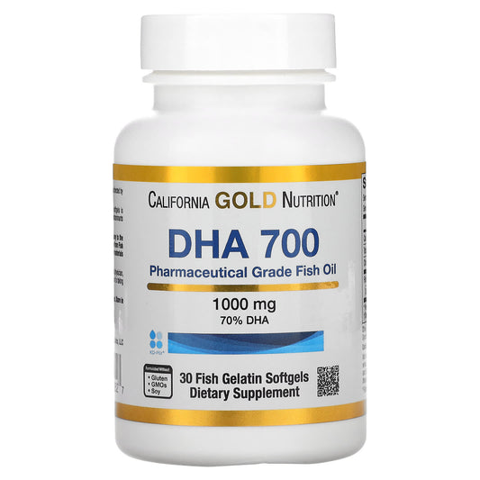 California Gold Nutrition-DHA 700 Fish Oil-Pharmaceutical Grade-1,000 mg-30 Fish Gelatin Softgels