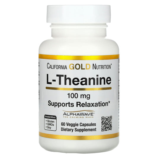 California Gold Nutrition-L-Theanine-Featuring AlphaWave-100 mg-60 Veggie Capsules