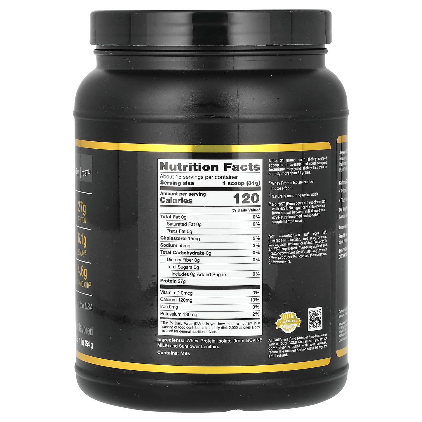 California Gold Nutrition, SPORT - Whey Protein Isolate, Unflavored, 1 lb, 16 oz (454 g)