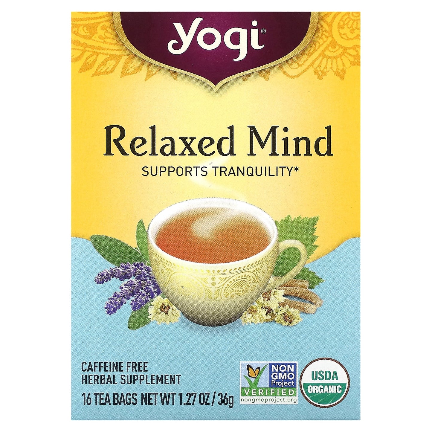 Yogi Tea-Relaxed Mind-Caffeine Free-16 Tea Bags-1.27 oz (36 g)