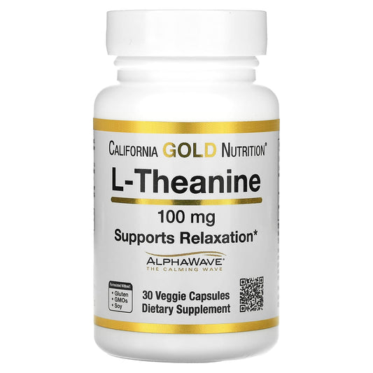 California Gold Nutrition-L-Theanine-Featuring AlphaWave-100 mg-30 Veggie Capsules