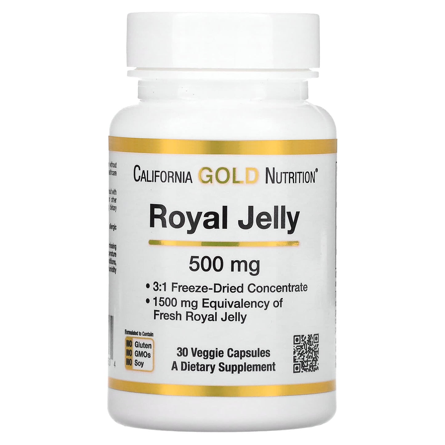 California Gold Nutrition-Royal Jelly-Concentrated & Freeze Dried-500 mg-30 Veggie Caps