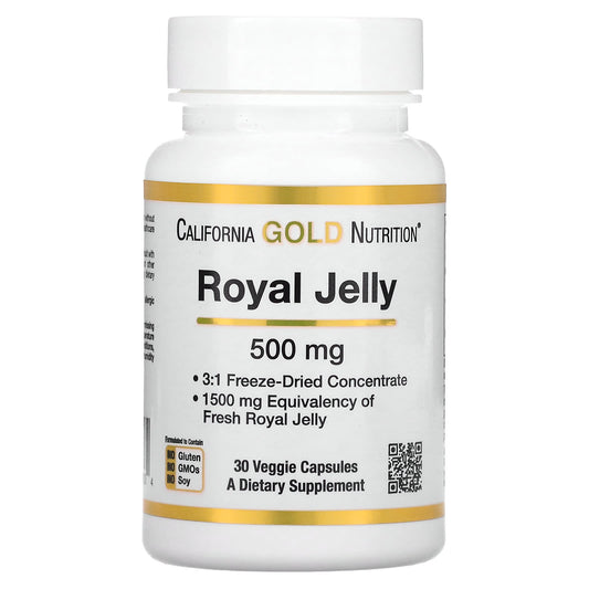 California Gold Nutrition-Royal Jelly-Concentrated & Freeze Dried-500 mg-30 Veggie Caps