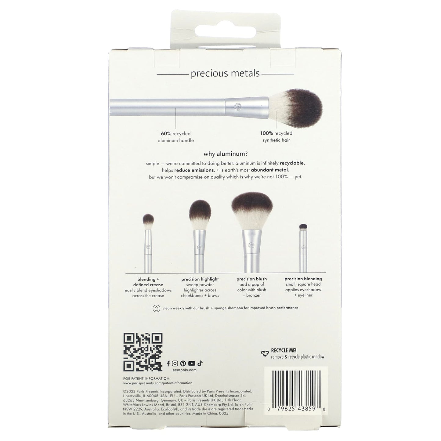 EcoTools, Precious Metals, Cheek + Eye Highlight  Set, 4 Piece Set