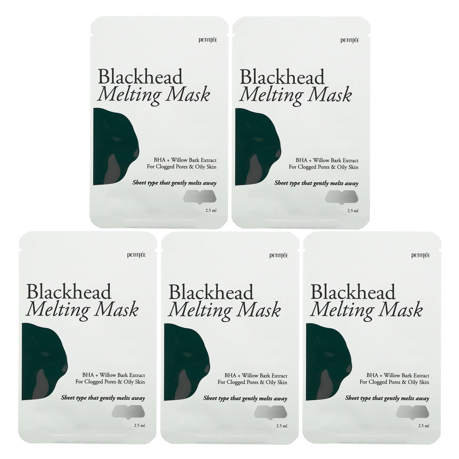 Petitfee-Blackhead Melting Mask-5 Patches-2.5 ml Each