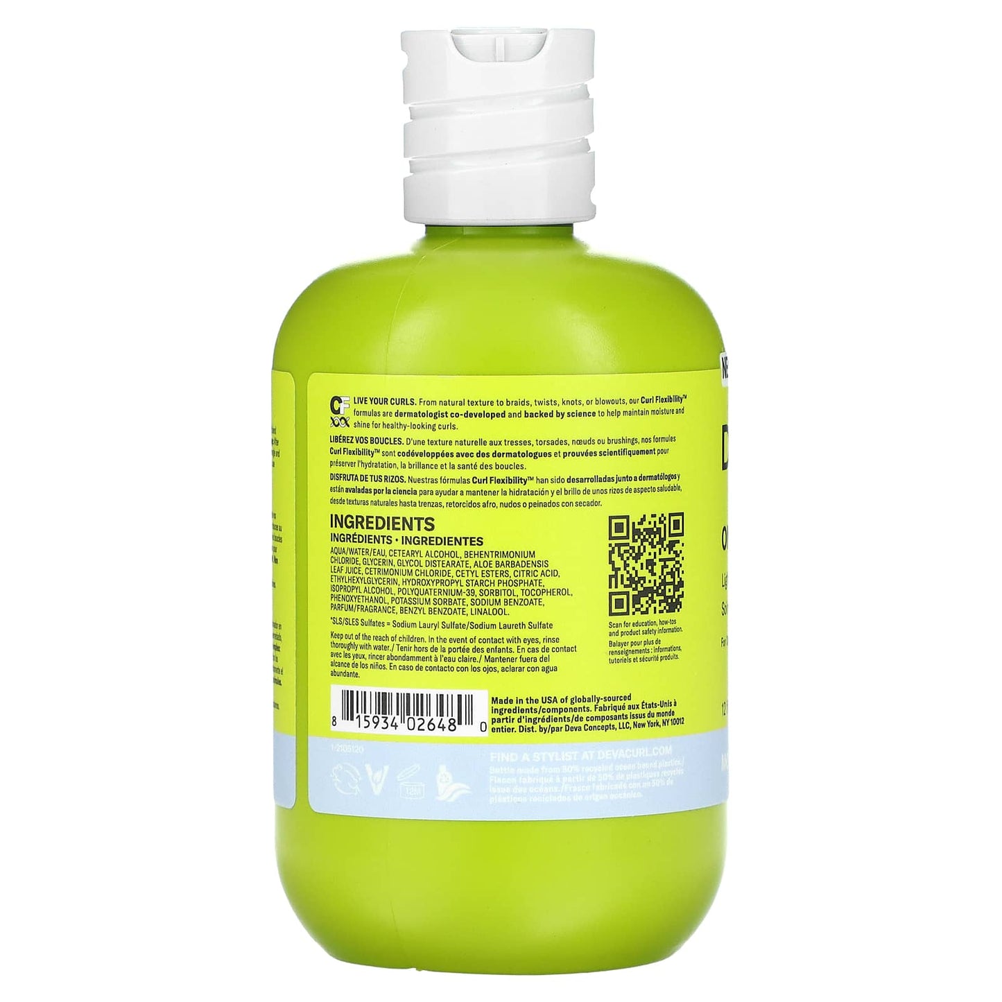 DevaCurl, One Condition Delight, Lightweight Cream Conditioner, For Dry, Fine Curls, 12 fl oz (355 ml)