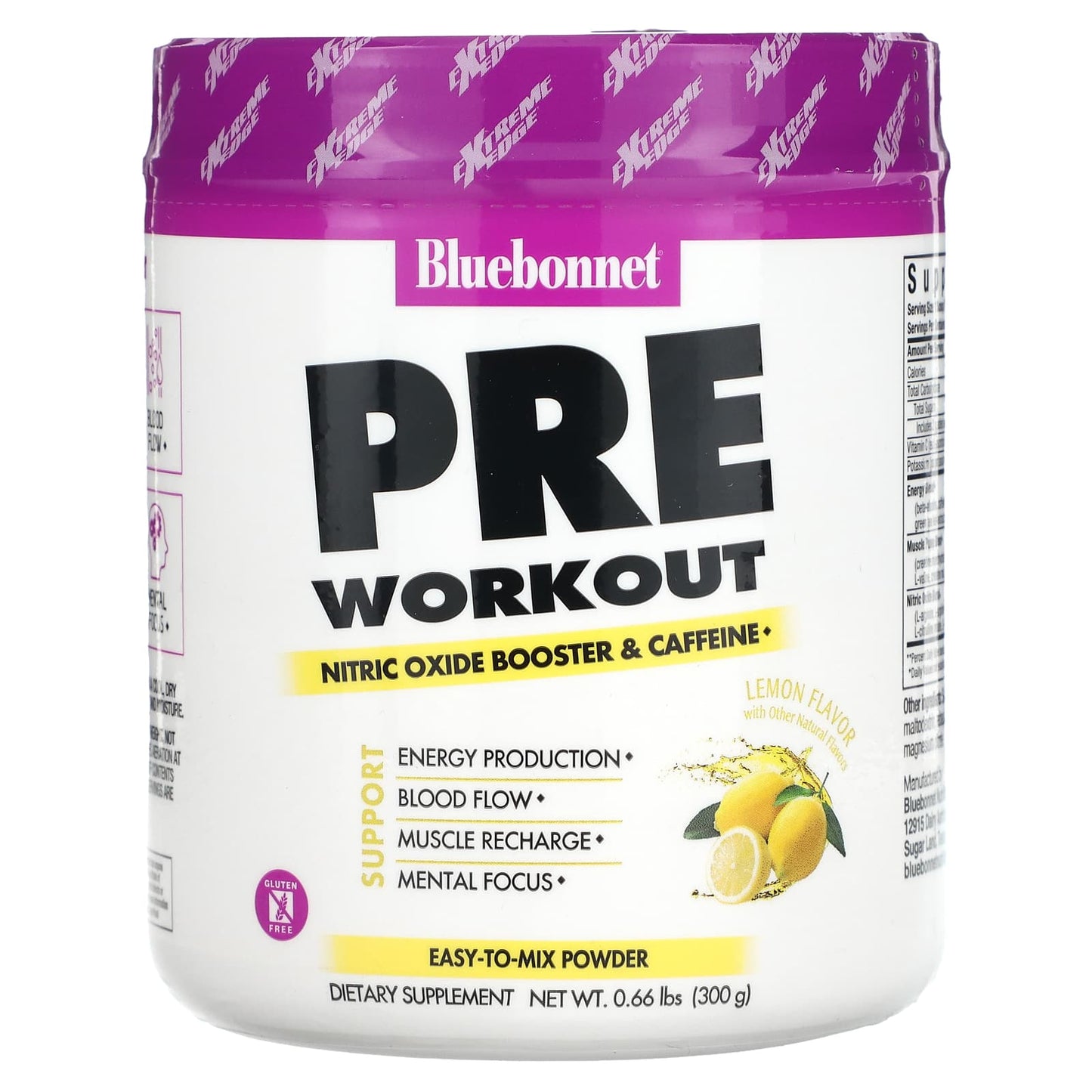 Bluebonnet Nutrition-Pre Workout-Lemon-0.66 lbs (300 g)