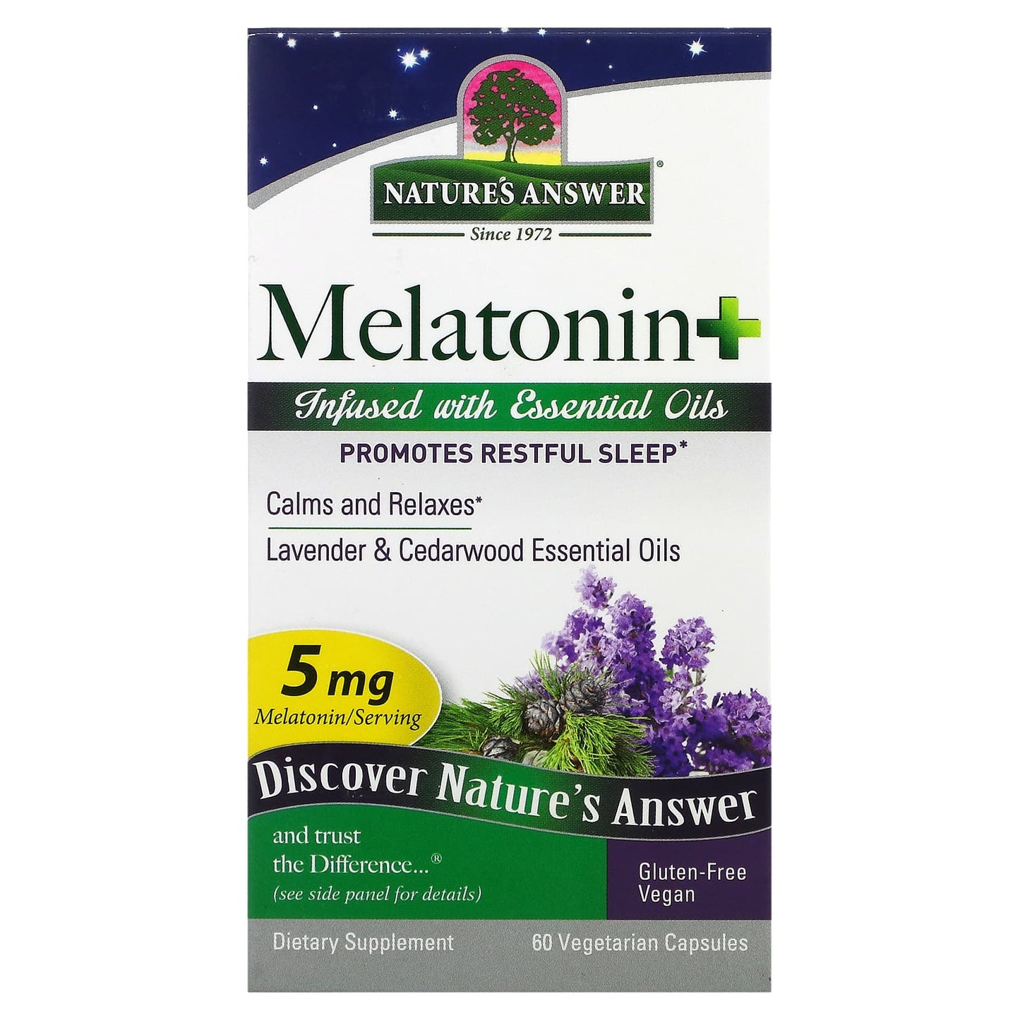 Nature's Answer-Melatonin+-5 mg-60 Vegetarian Capsules