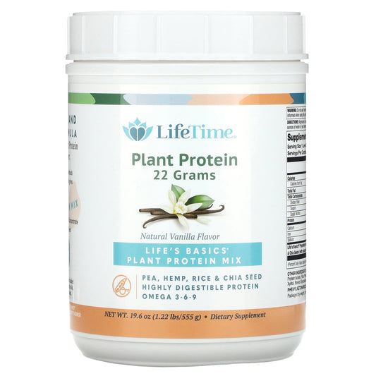 LifeTime Vitamins-Life's Basics-Plant Protein Mix-Natural Vanilla-1.22 lbs (555 g)