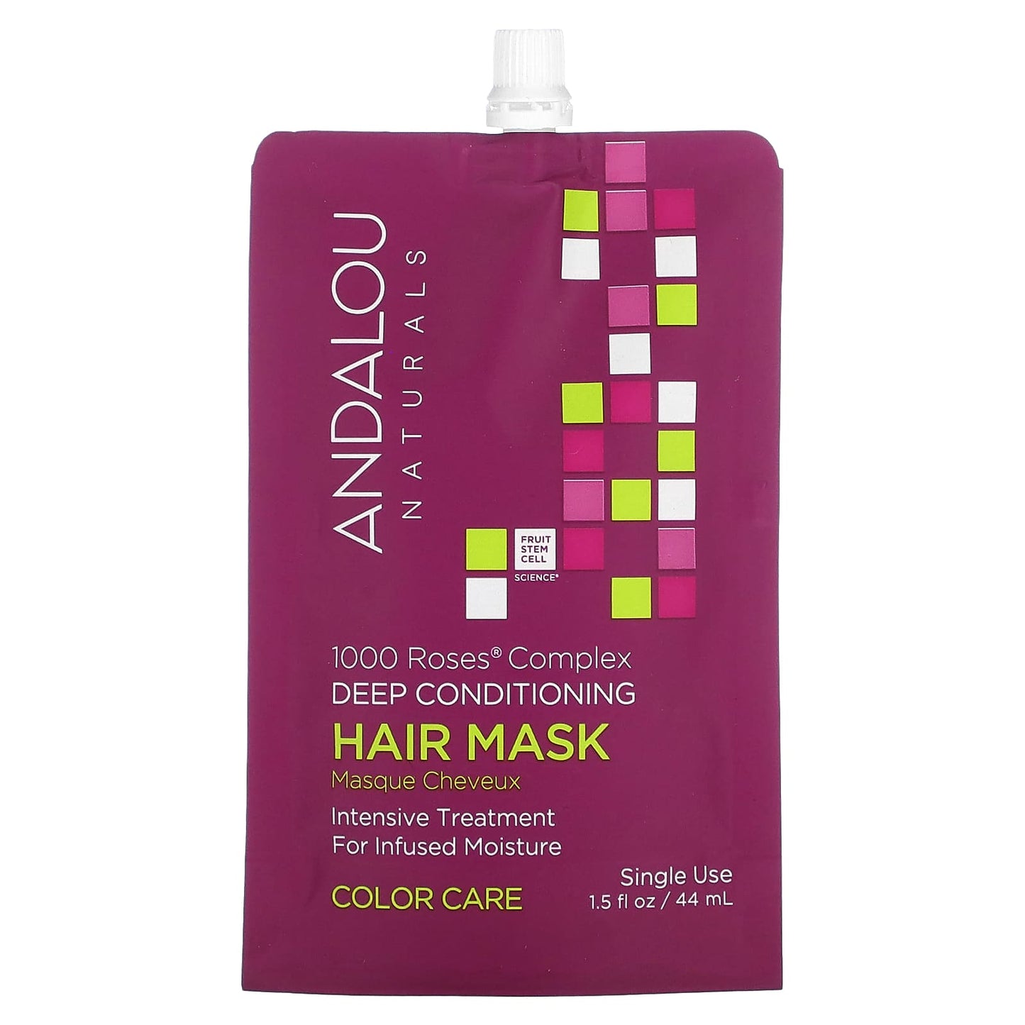 Andalou Naturals-1000 Roses-Deep Conditioning Hair Mask-Color Care-1.5 fl oz (44 ml)