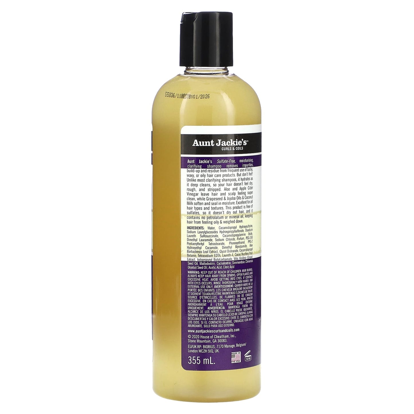 Aunt Jackie's Curls & Coils, Power Wash, Intense Moisture Clarifying Shampoo, 12 fl oz (355 ml)