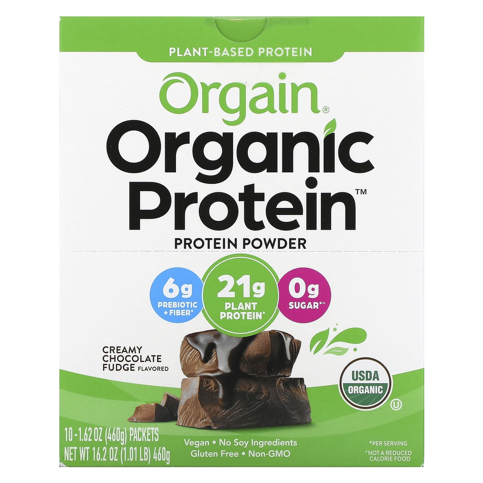 Orgain-Organic Protein Powder-Plant-Based-Creamy Chocolate Fudge-1.62 oz (46 g)