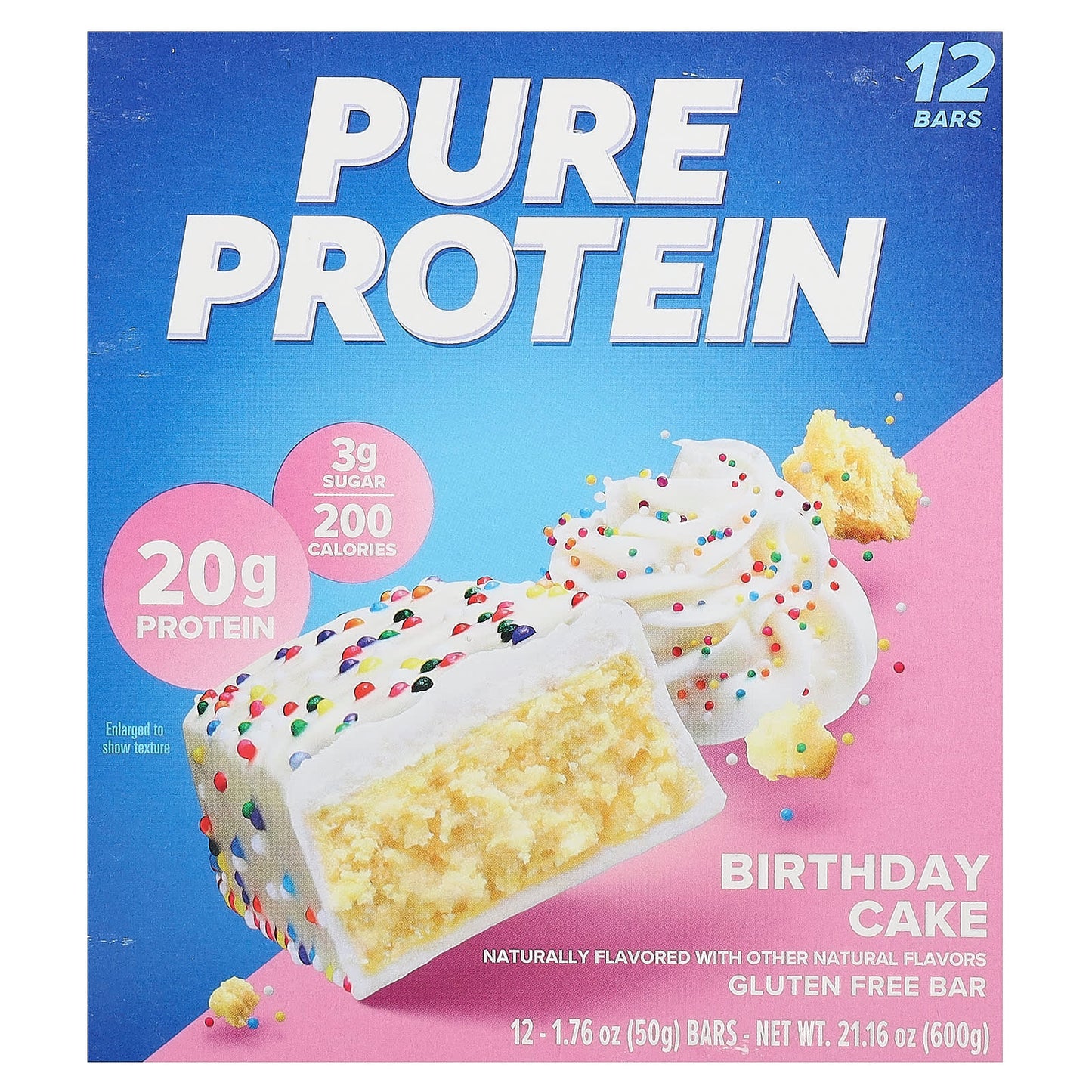 Pure Protein-Gluten Free Bars-Birthday Cake-12 Bars,1.76 oz (50 g) Bars