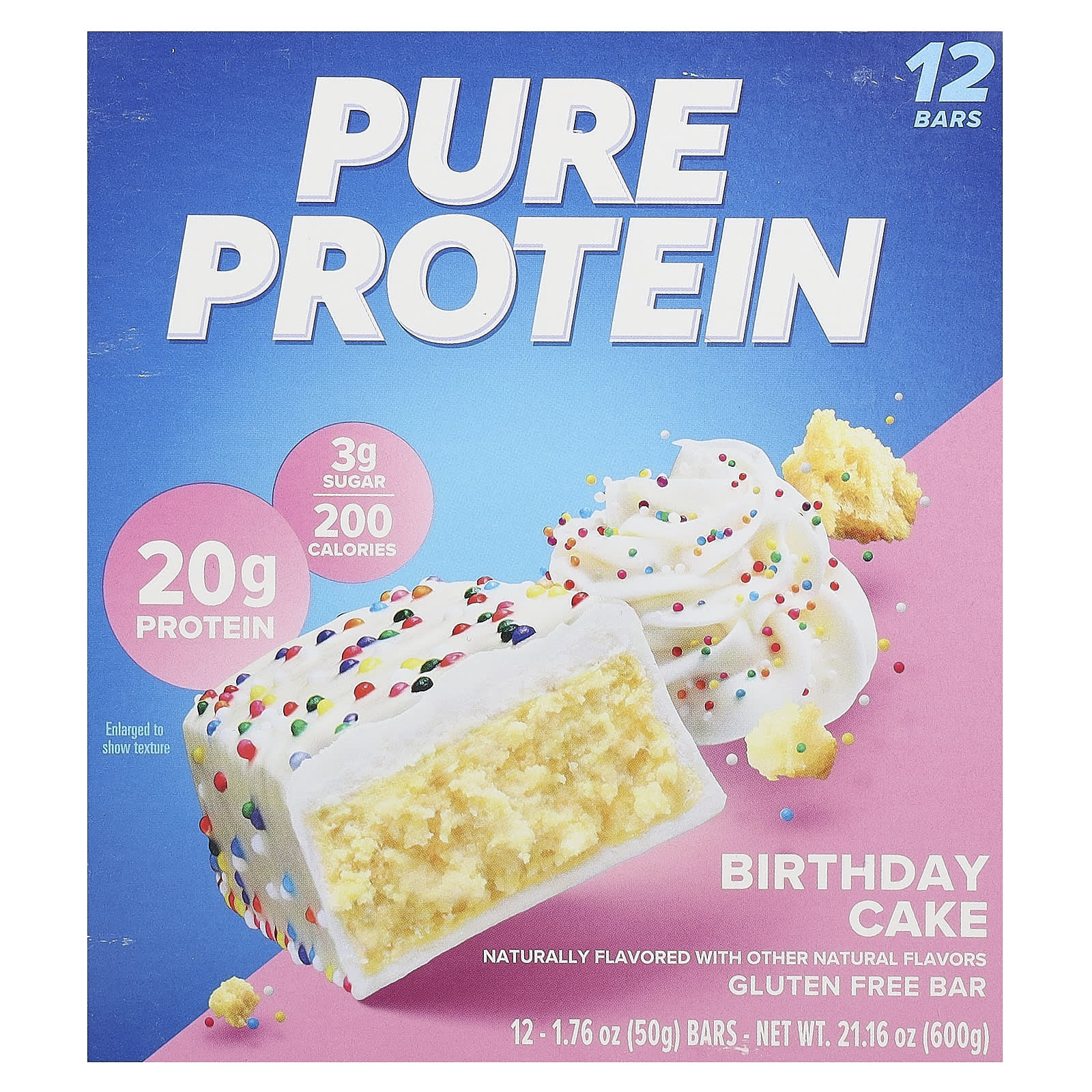 Pure Protein-Gluten Free Bars-Birthday Cake-12 Bars,1.76 oz (50 g) Bars