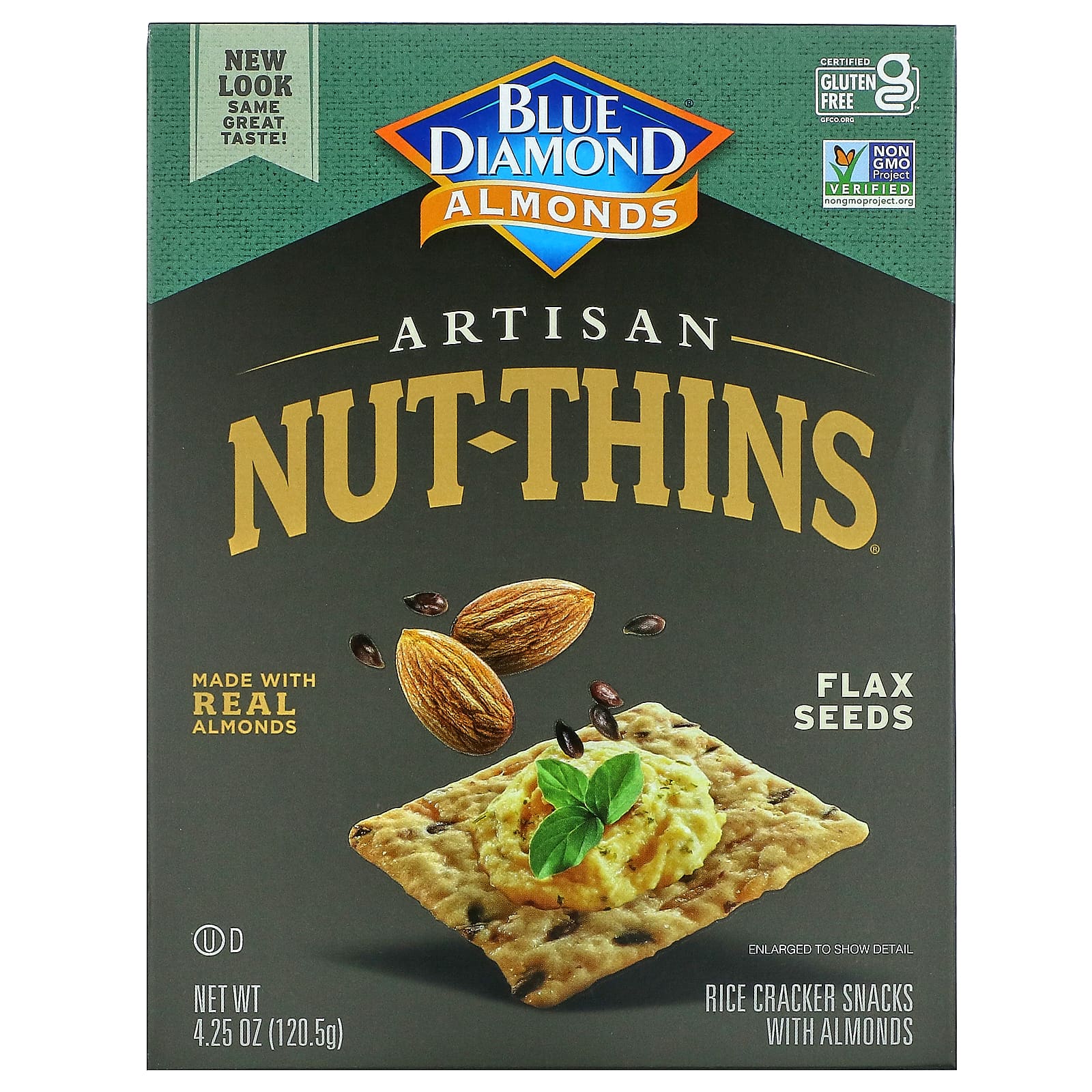 Blue Diamond-Artisan Nut-Thins-Flax Seeds Rice Cracker Snacks with Almonds-4.25 oz (120.5 g)