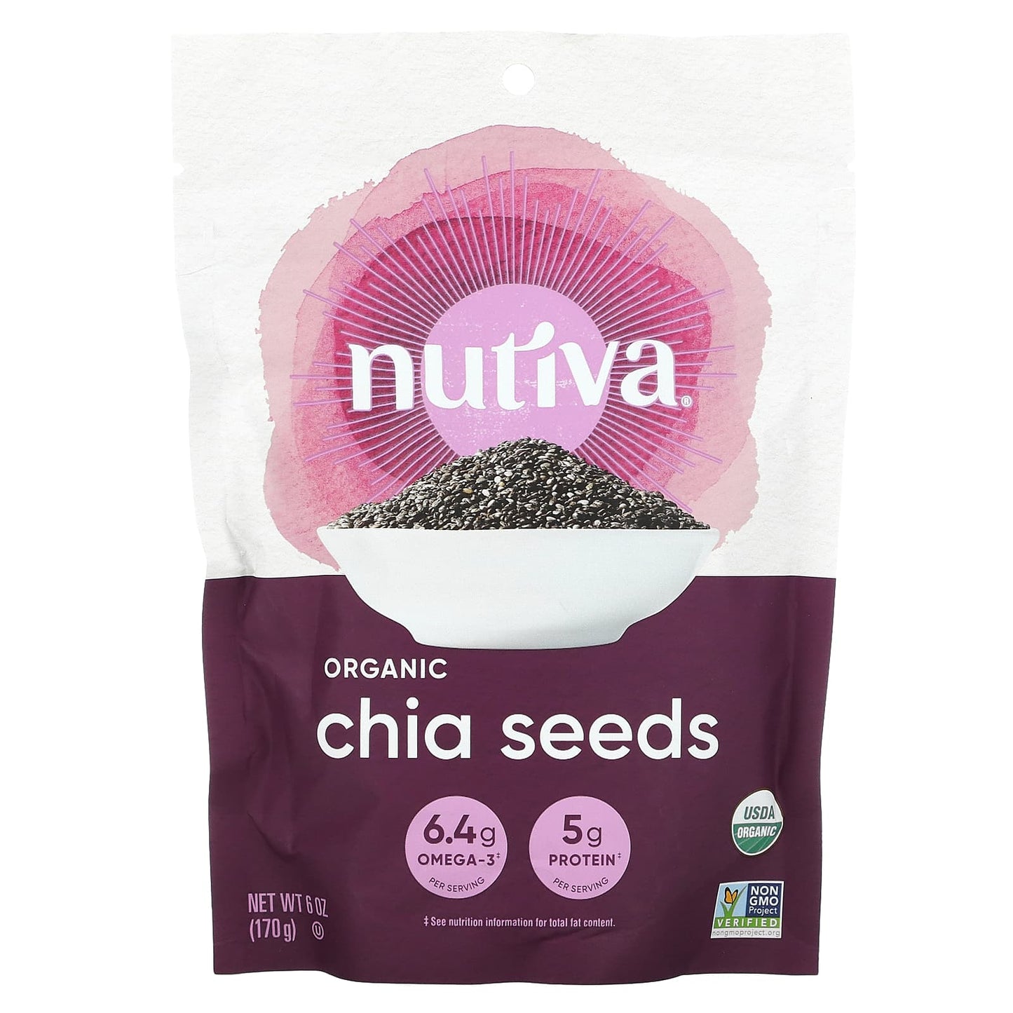 Nutiva-Organic Chia Seeds-6 oz (170 g)