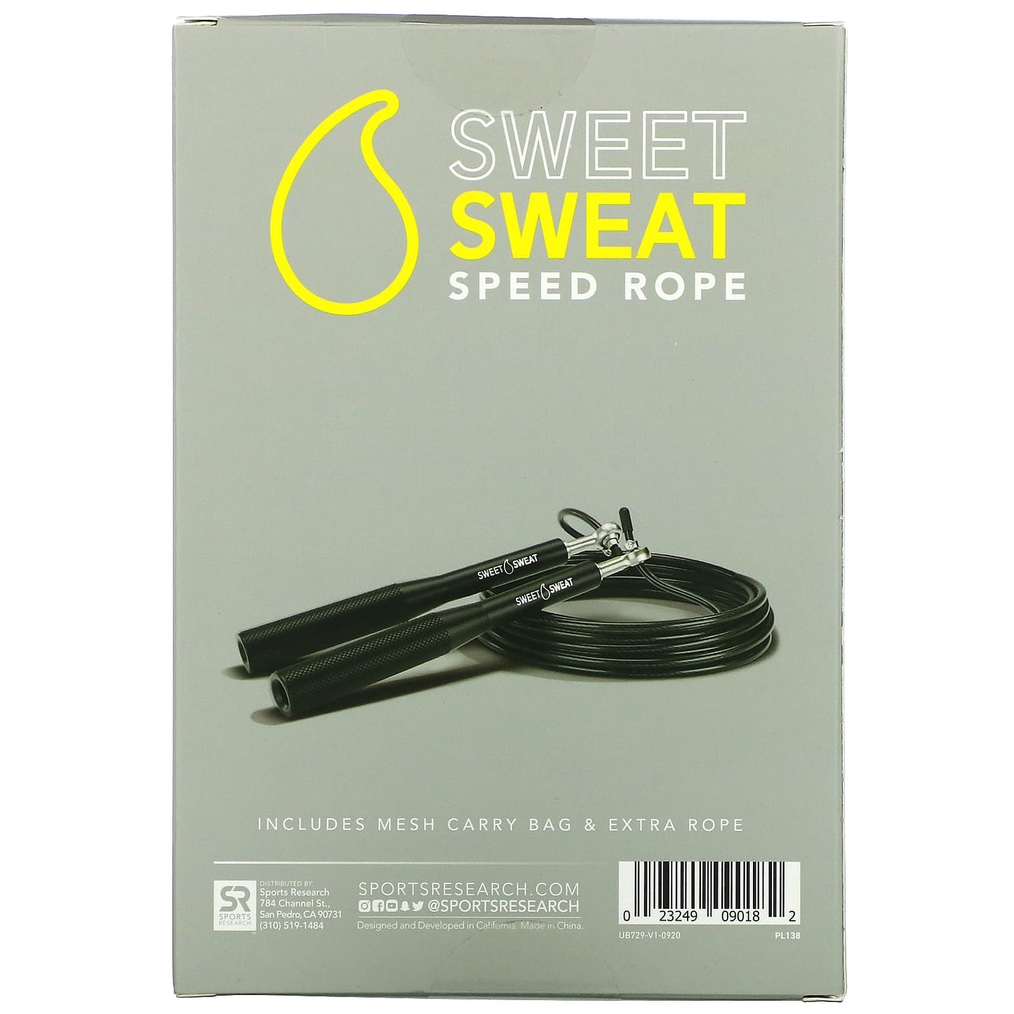 Sports Research, Sweet Sweat, Speed Rope, Black, 1 Jump Rope