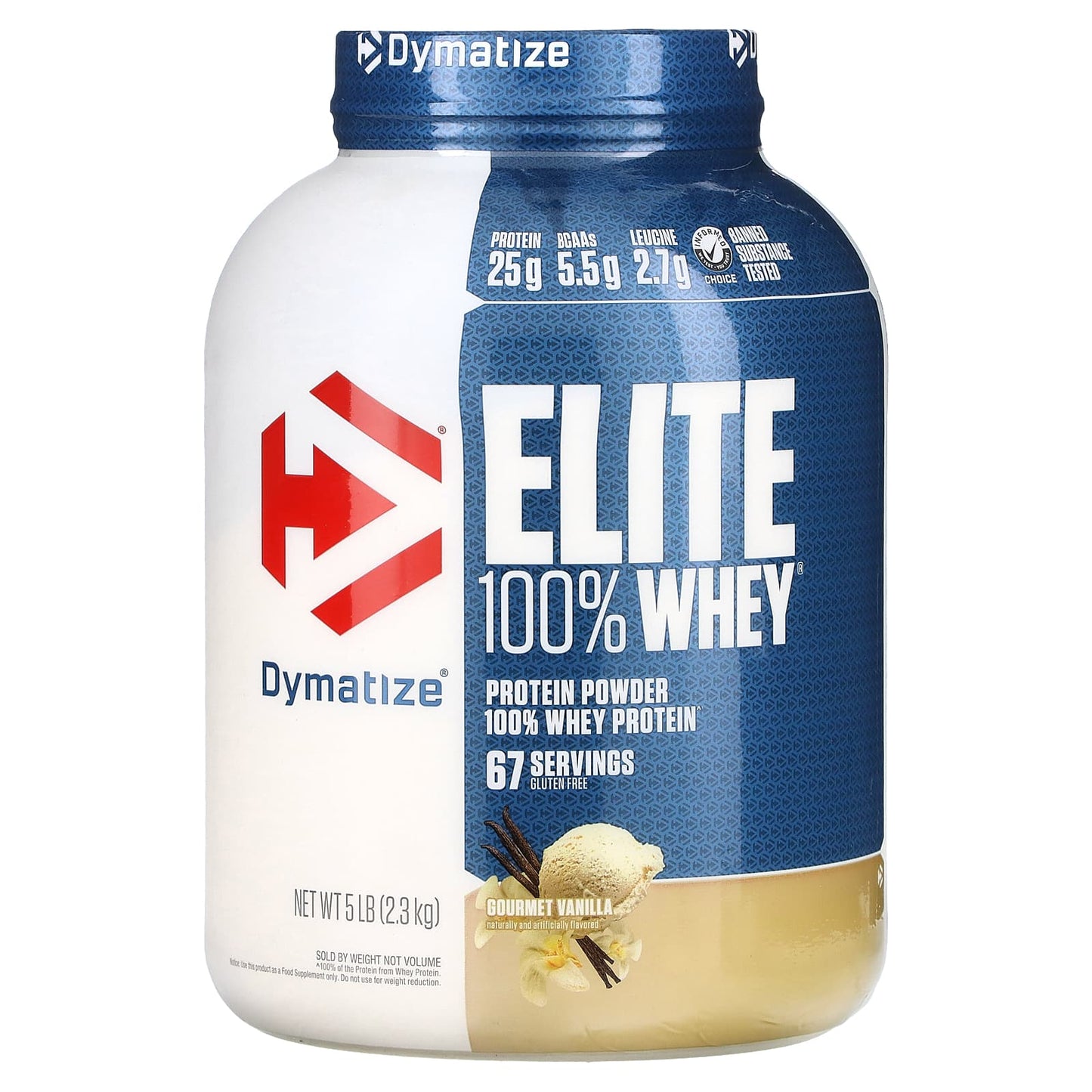 Dymatize-Elite 100% Whey Protein Powder-Gourmet Vanilla-5 lbs (2.3 kg)