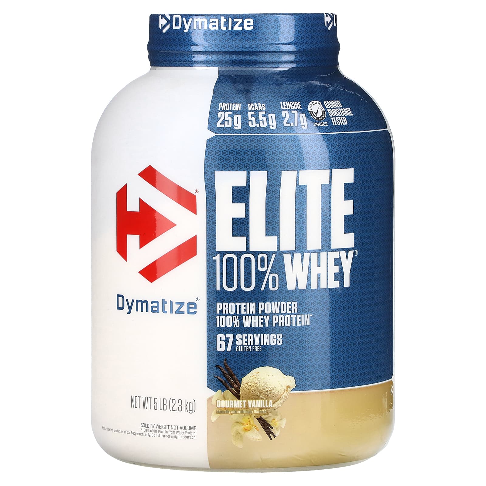 Dymatize-Elite 100% Whey Protein Powder-Gourmet Vanilla-5 lbs (2.3 kg)