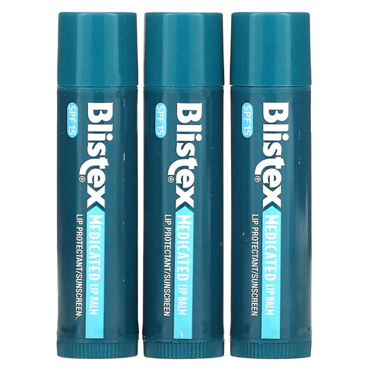 Blistex-Medicated Lip Protectant/Sunscreen-SPF 15-Original-3 Balm Value Pack-0.15 oz (4.25 g) Each