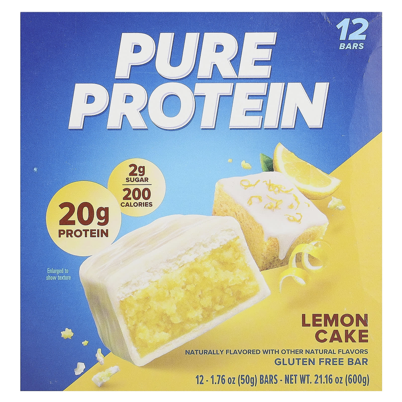 Pure Protein-Gluten Free Bar-Lemon Cake-12 Bars-1.76 oz (50 g) Each