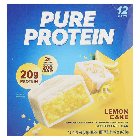 Pure Protein-Gluten Free Bar-Lemon Cake-12 Bars-1.76 oz (50 g) Each