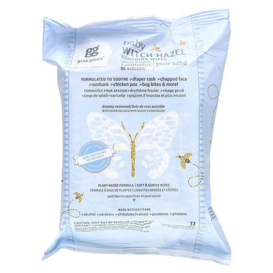 Grab Green-Baby Witch Hazel Soothing Wipes-Dreamy Rosewood-32 Wipes