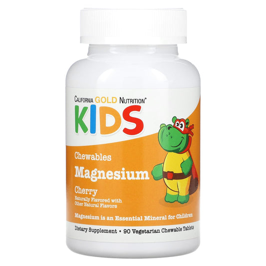 California Gold Nutrition-Chewable Magnesium for Children- Cherry Flavor-90 Vegetarian Tablets