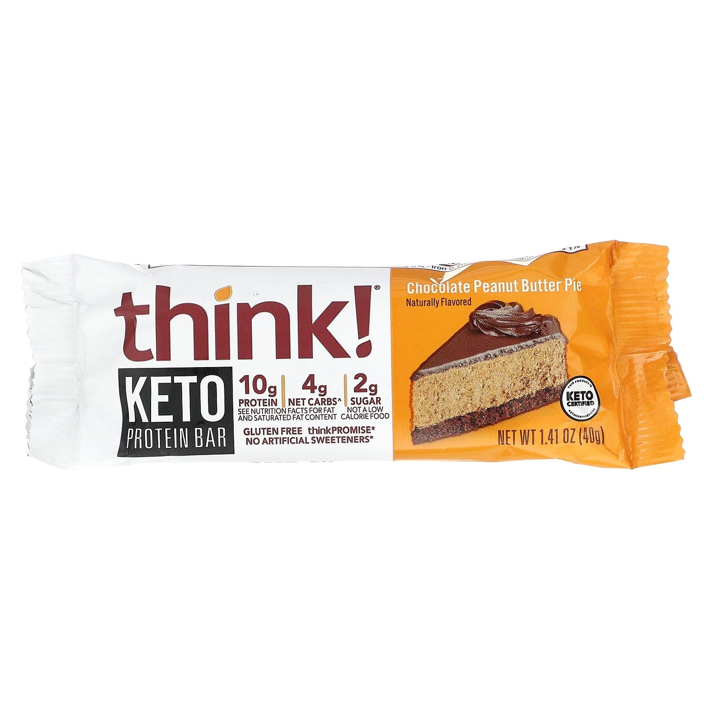 Think !, Keto Protein Bars, Chocolate Peanut Butter Pie, 10 Bars, 1.41 oz (40 g) Each