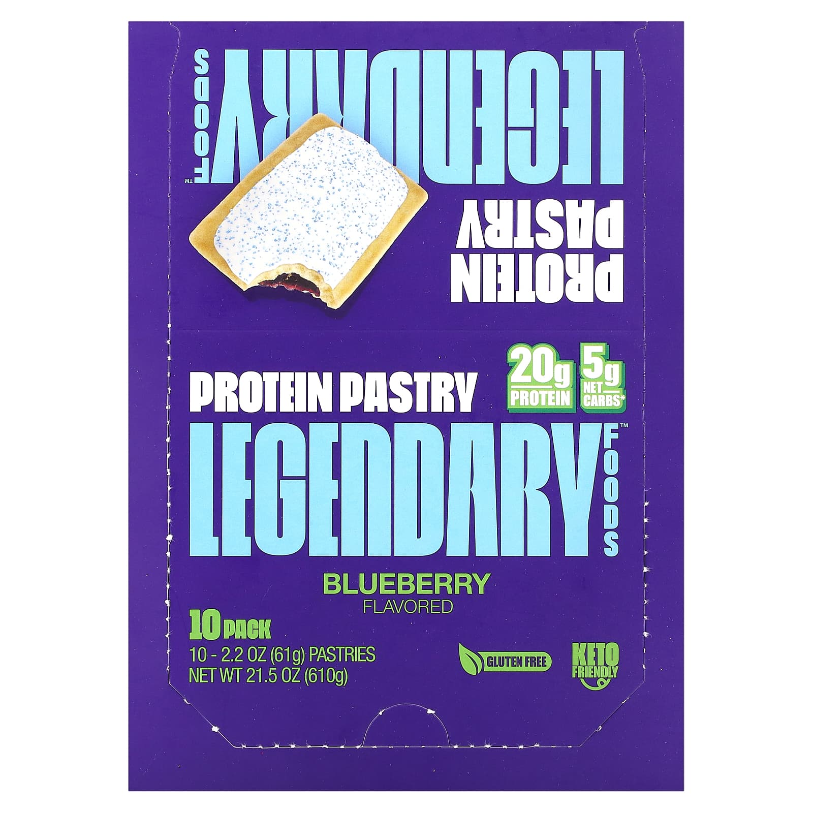 Legendary Foods-Protein Pastry-Blueberry-10 Pack-2.2 oz (61 g) Each