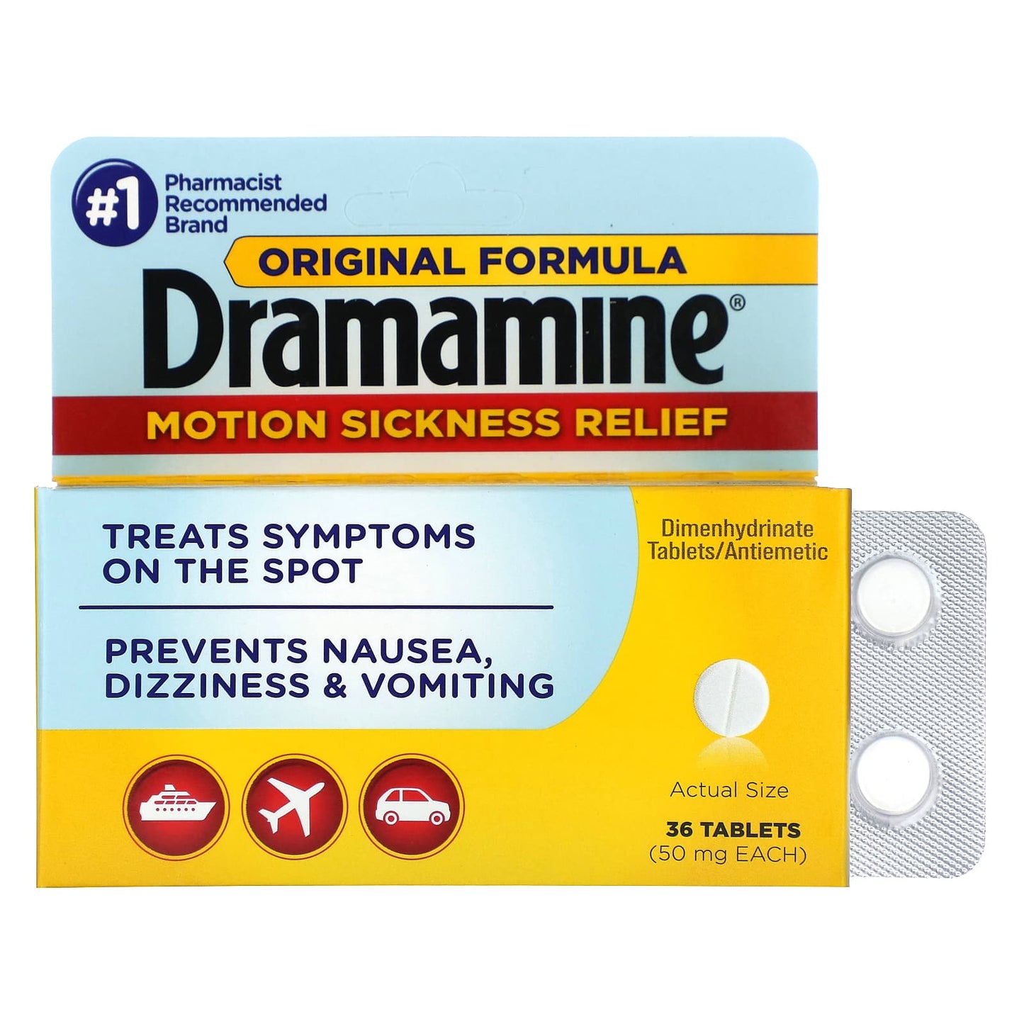 Dramamine-Motion Sickness Relief-50 mg-36 Tablets