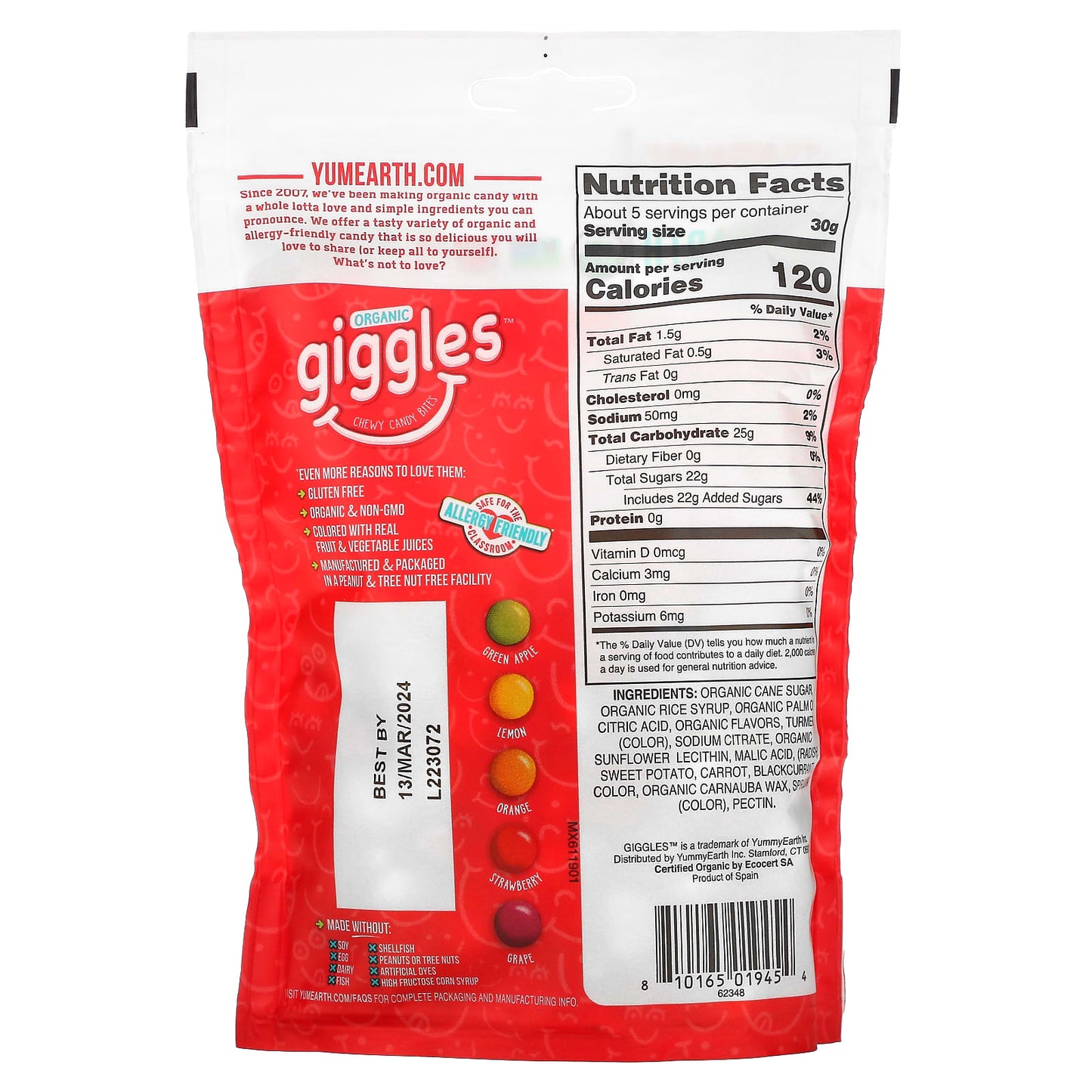 YumEarth, Organic Giggles, Chewy Candy Bites, 5 oz (142 g)