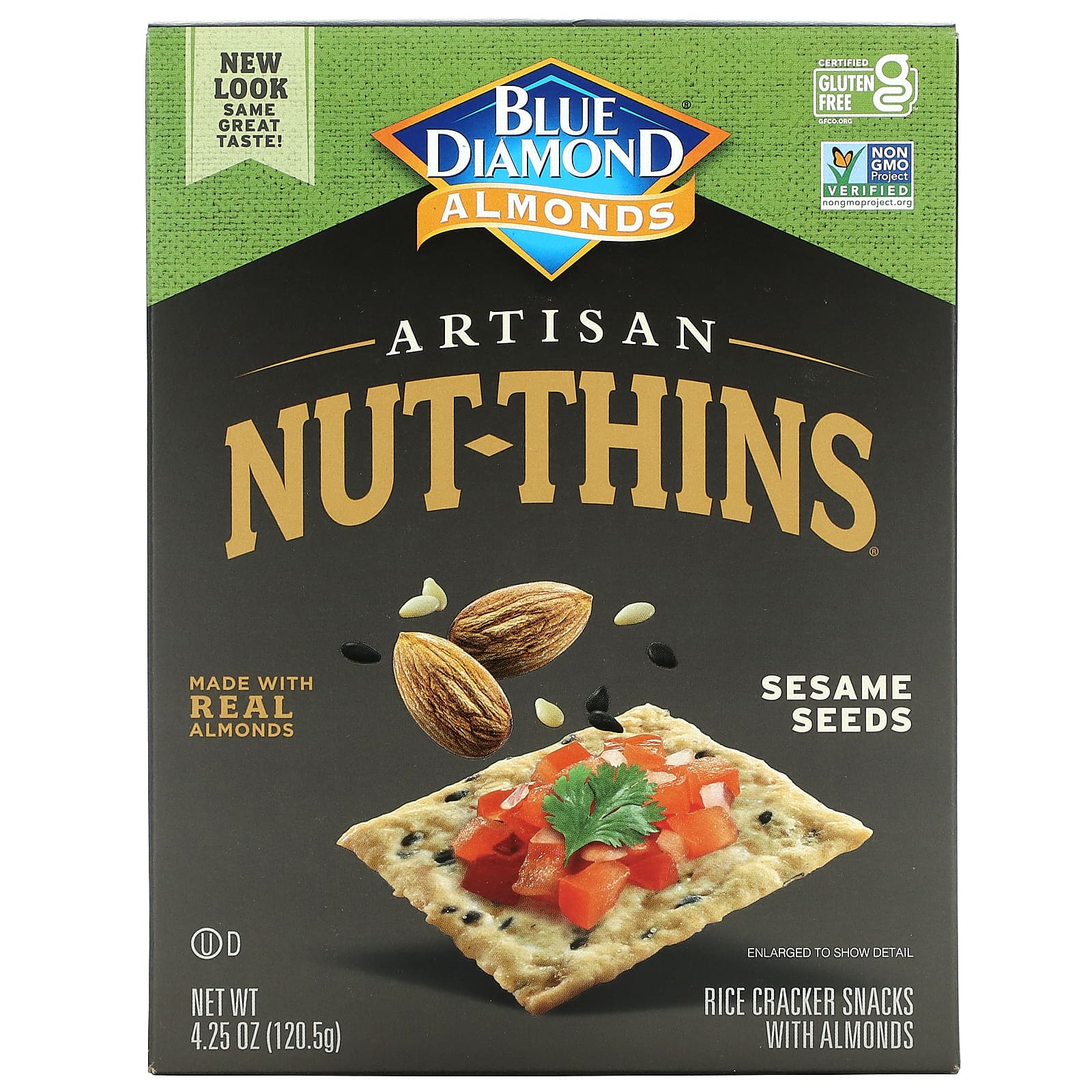 Blue Diamond-Artisan Nut-Thins-Rice Cracker Snacks-Sesame Seeds-4.25 oz (120.5 g)