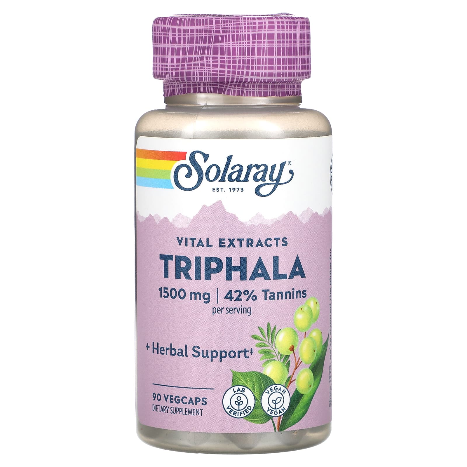 Solaray-Vital Extract-Triphala-1,500 mg-90 VegCaps (500 mg per Capsule)