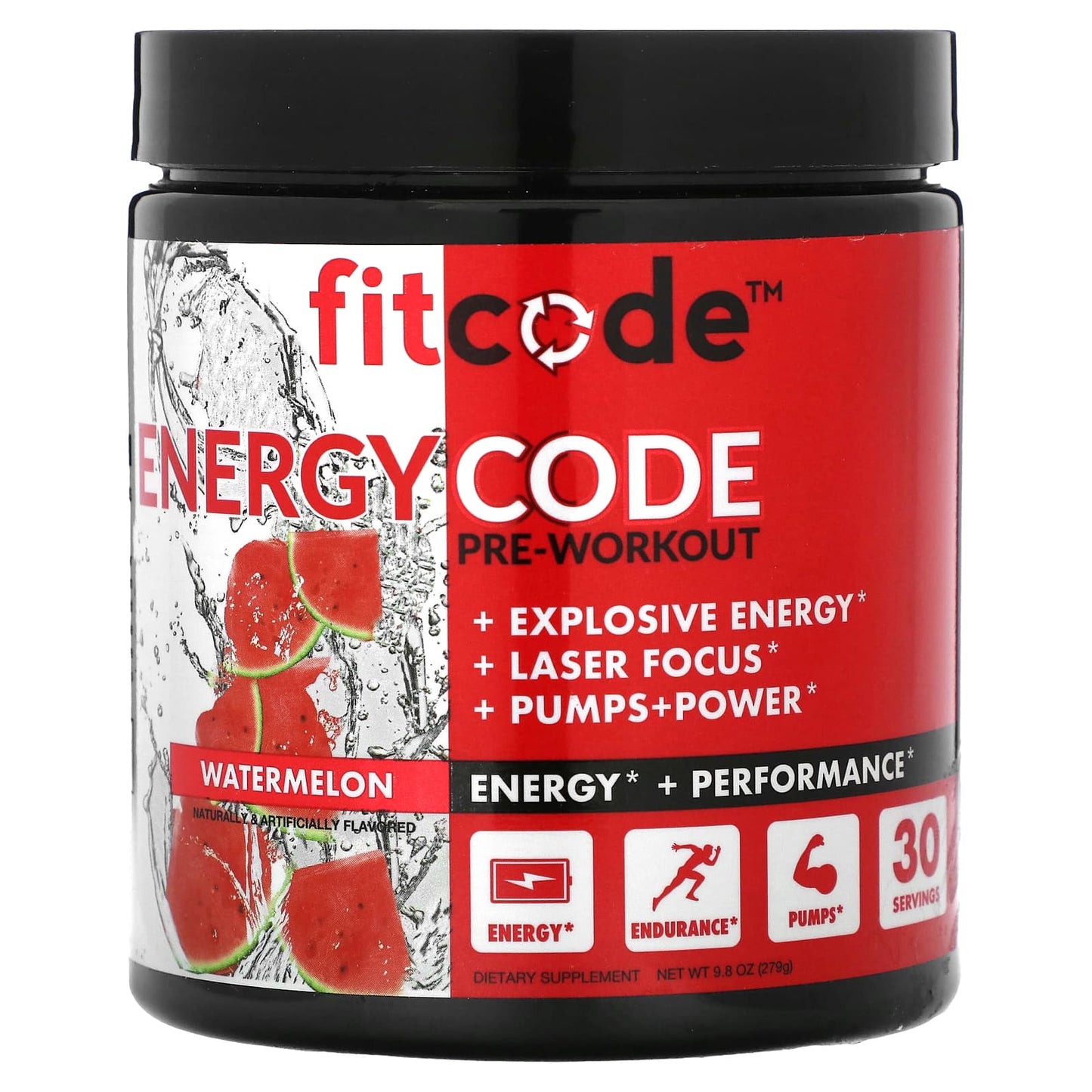 fitcode-Energy Code-Pre-Workout-Watermelon-9.8 oz (279 g)