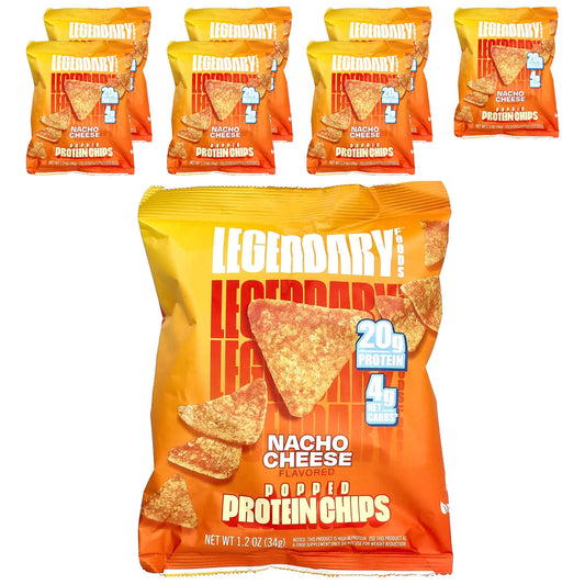 Legendary Foods-Popped Protein Chips-Nacho Cheese-7 Bags-1.2 oz (34 g) Each