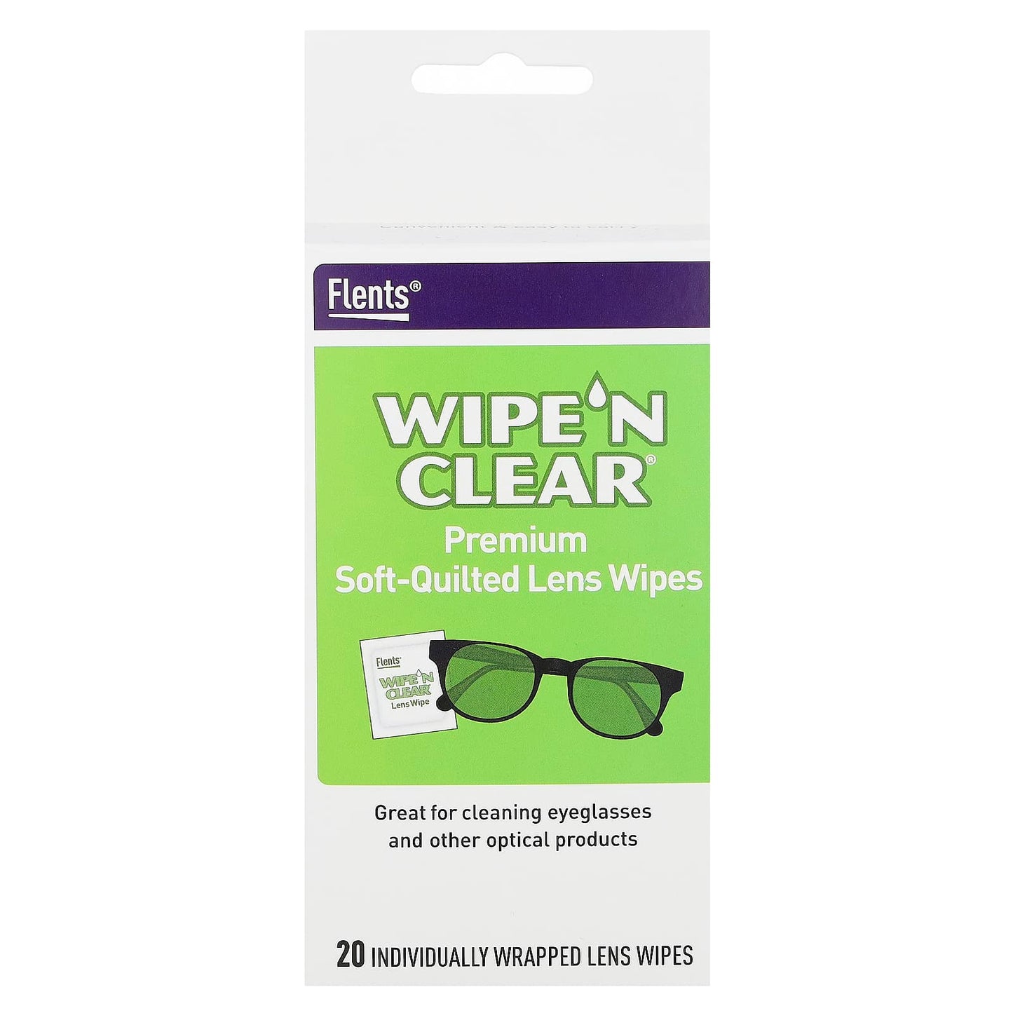 Flents-Wipe 'N Clear-Premium Soft-Quilted Lens Wipes-20 Individually Wrapped Wipes