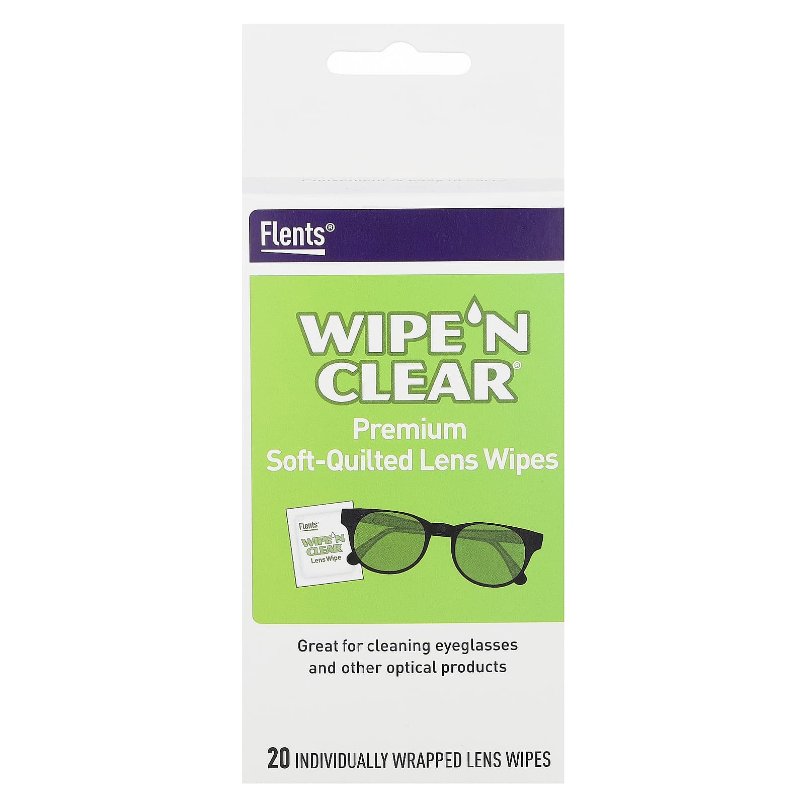 Flents-Wipe 'N Clear-Premium Soft-Quilted Lens Wipes-20 Individually Wrapped Wipes