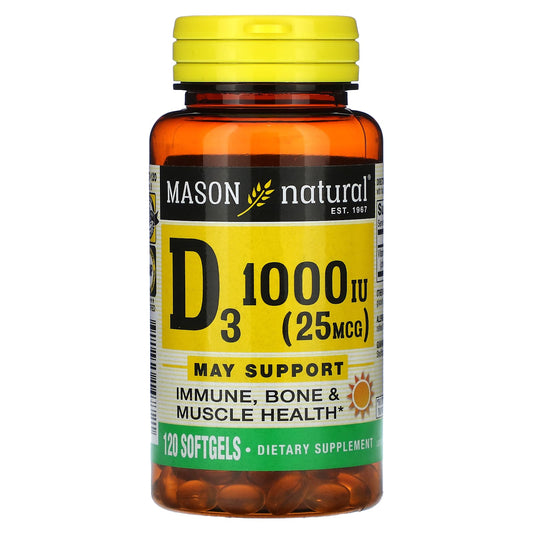 Mason Natural-Vitamin D3-25 mcg (1,000 IU)-120 Softgels