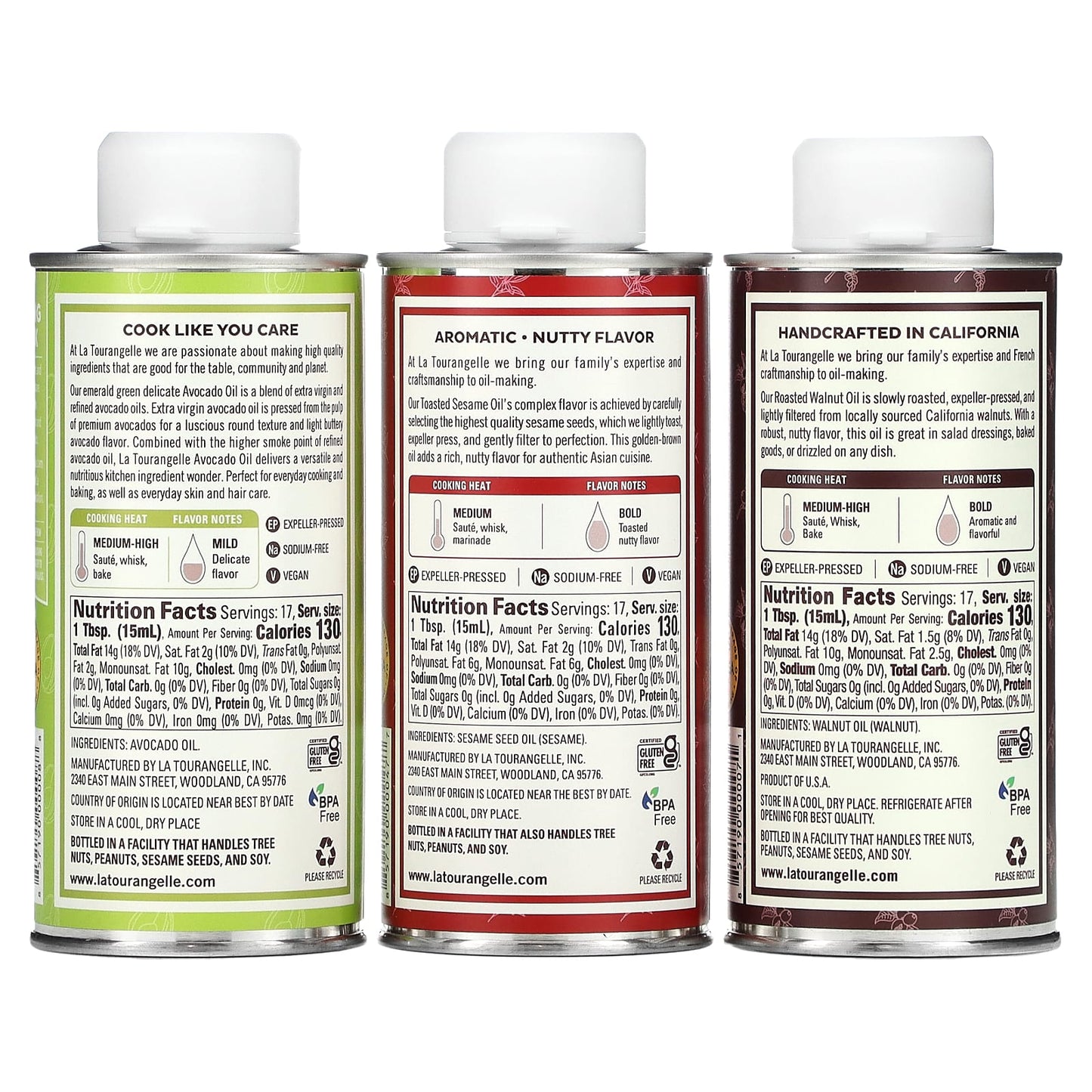 La Tourangelle, LAT Favorites Trio Artisan Oils, 3 Count, 8.45 oz (250 ml) Each