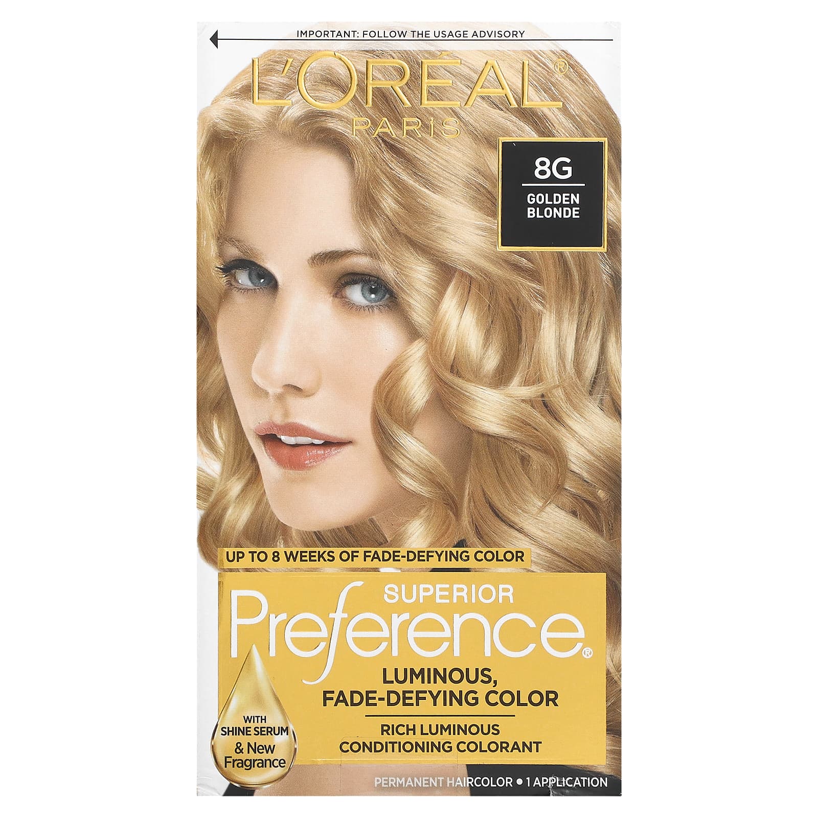 L'Oréal-Superior Preference-Luminous-Fade-Defying Color-8G Golden Blonde-1 Application