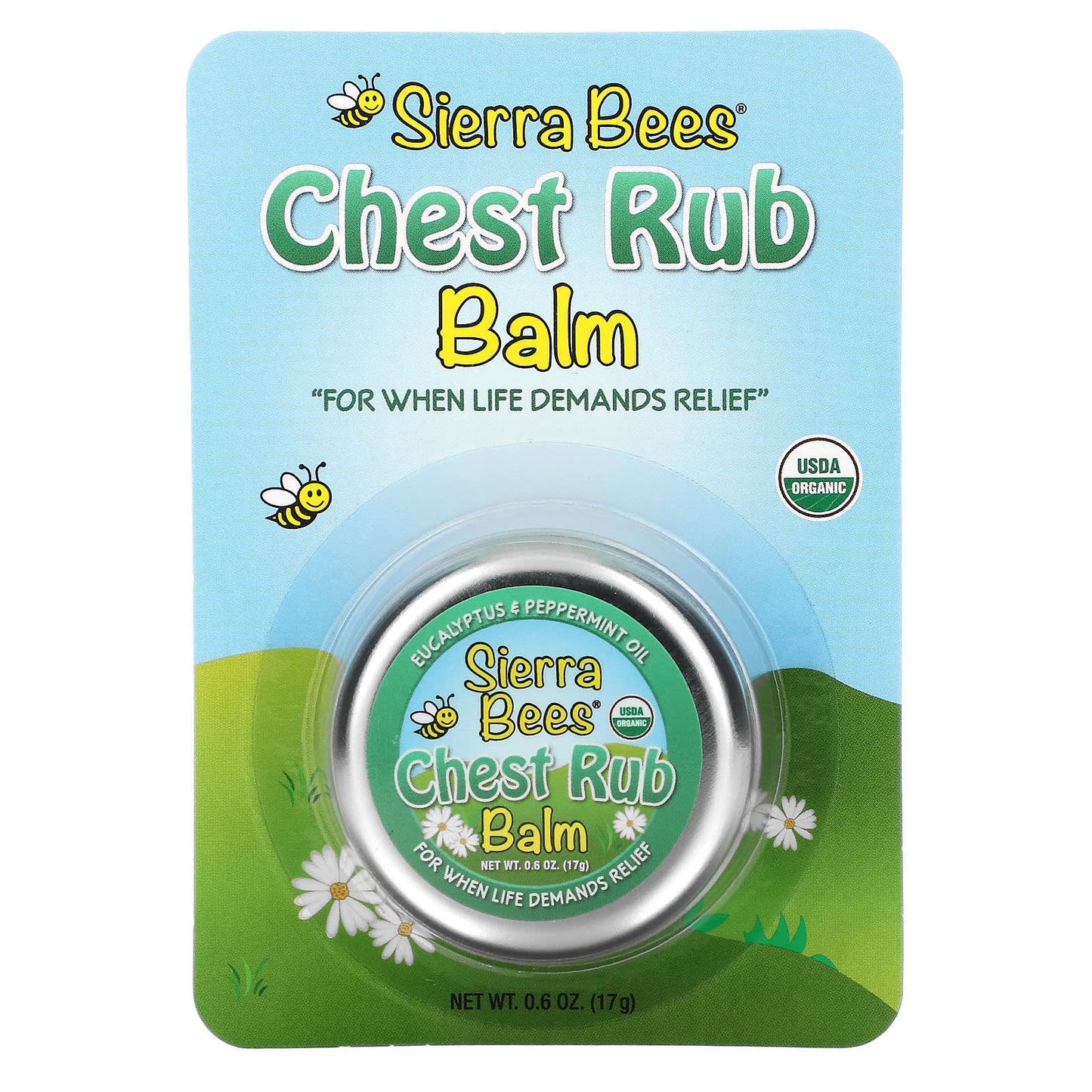 Sierra Bees, Chest Rub Balm, Eucalyptus & Peppermint, 0.6 oz (17 g)