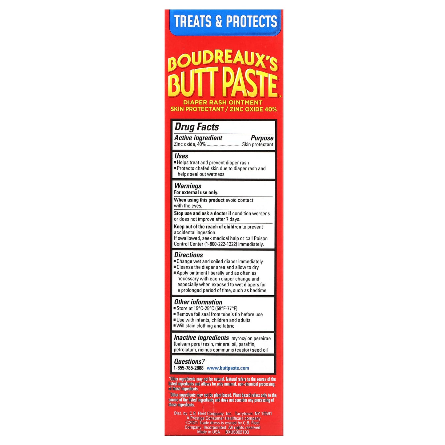 Boudreaux's Butt Paste, Butt Paste, Diaper Rash Ointment, Max Strength, 4 oz (113 g)