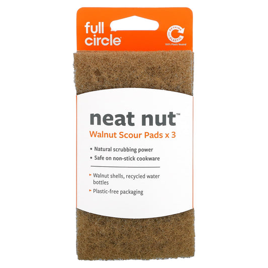 Full Circle-Neat Nut-Walnut Shell Scour Pads-3 Pack